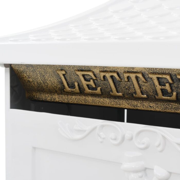 Boîte aux lettres sur pied Aluminium Vintage Antirouille Blanc – Image 3