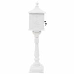 Boîte aux lettres sur pied Aluminium Vintage Antirouille Blanc – Image 4