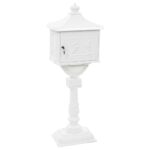 Boîte aux lettres sur pied Aluminium Vintage Antirouille Blanc – Image 5