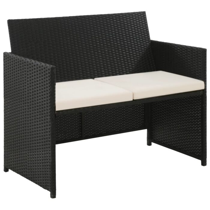 Canapé de jardin à 2 places avec coussins Noir Résine tressée – Image 1