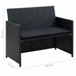 Canapé de jardin à 2 places avec coussins Noir Résine tressée – Image 3