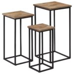 Ensemble de tables pour plante 3 pcs Teck recyclé – Image 10