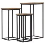 Ensemble de tables pour plante 3 pcs Teck recyclé – Image 2