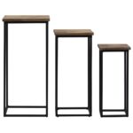Ensemble de tables pour plante 3 pcs Teck recyclé – Image 4