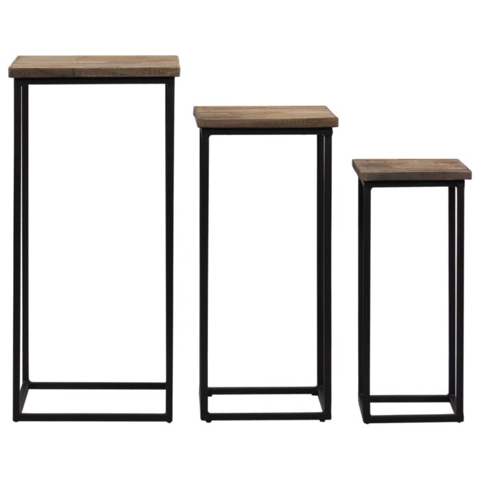 Ensemble de tables pour plante 3 pcs Teck recyclé – Image 4