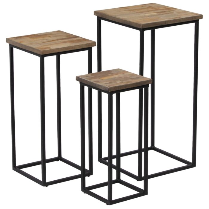 Ensemble de tables pour plante 3 pcs Teck recyclé – Image 9