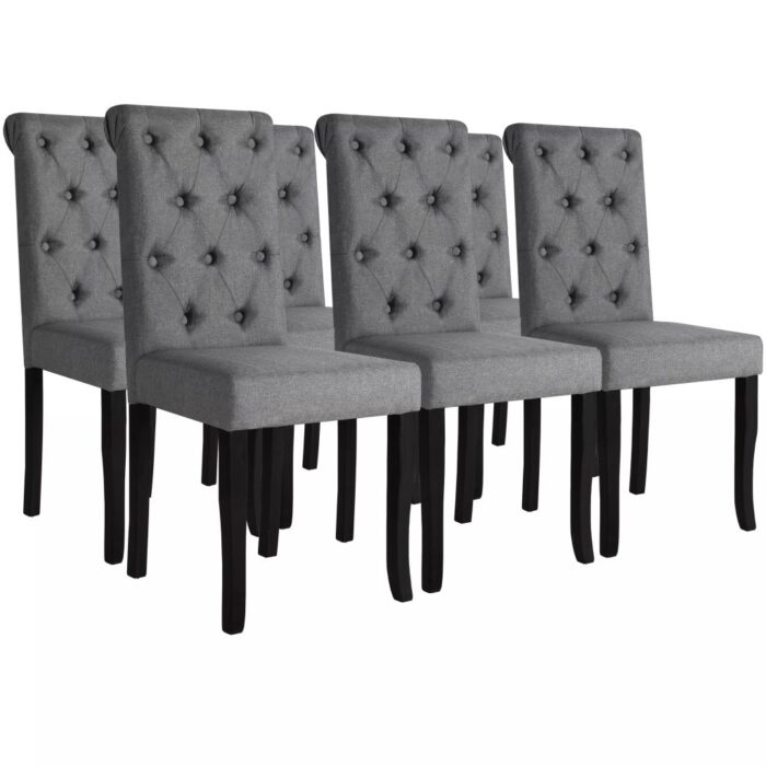 Chaises à manger lot de 6 gris foncé tissu – Image 1