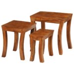 Table gigogne 3 pcs Bois massif d'acacia 50x35x50 cm Marron – Image 10