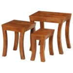 Table gigogne 3 pcs Bois massif d'acacia 50x35x50 cm Marron – Image 12