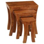 Table gigogne 3 pcs Bois massif d'acacia 50x35x50 cm Marron – Image 2