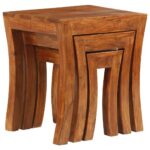 Table gigogne 3 pcs Bois massif d'acacia 50x35x50 cm Marron – Image 3
