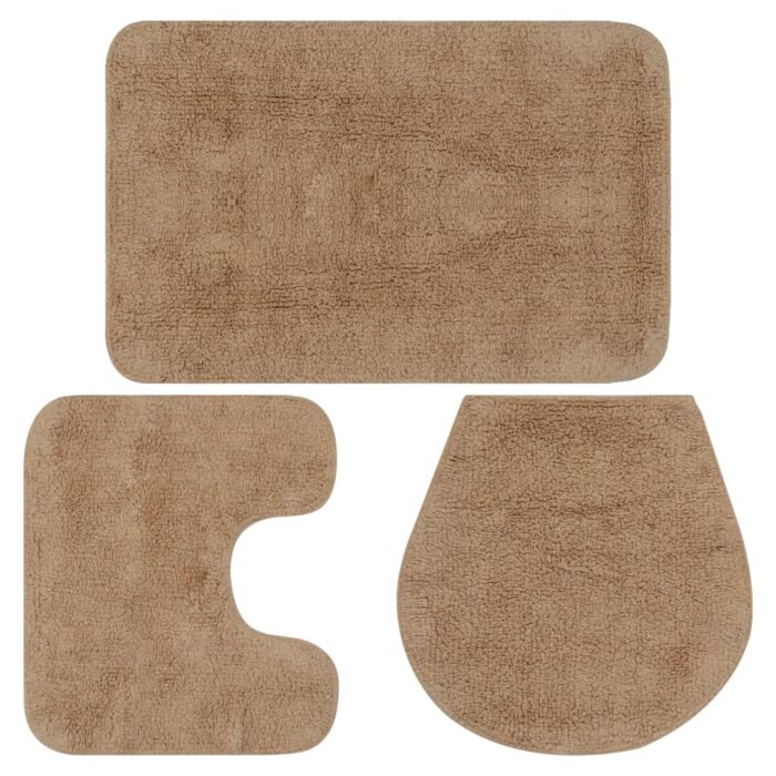 Jeu de tapis de salle de bain 3 pcs Tissu Beige – Image 1