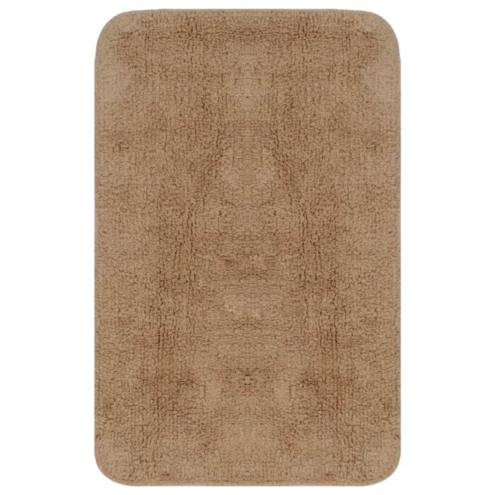 Jeu de tapis de salle de bain 3 pcs Tissu Beige – Image 2