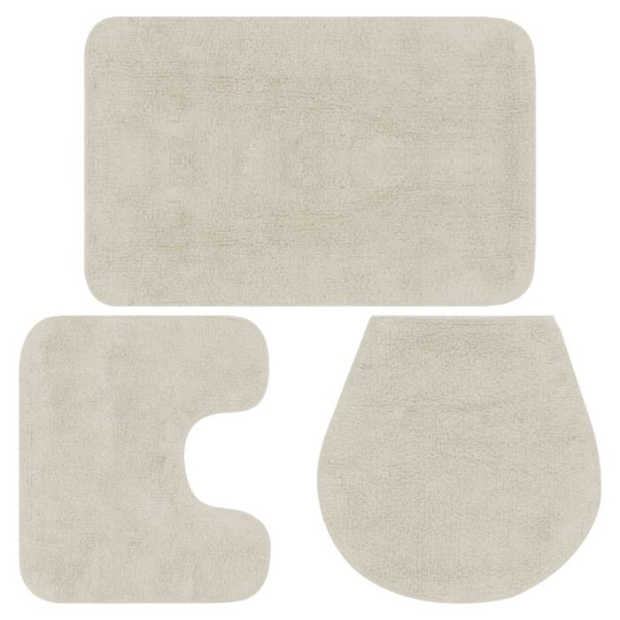 Jeu de tapis de salle de bain 3 pcs Tissu Blanc – Image 1
