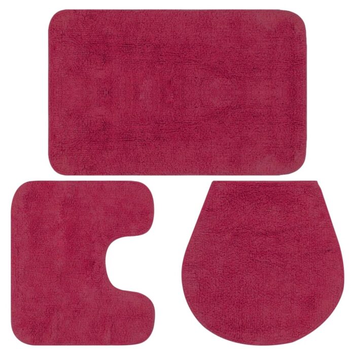 Jeu de tapis de salle de bain 3 pcs Tissu Fushsia – Image 1