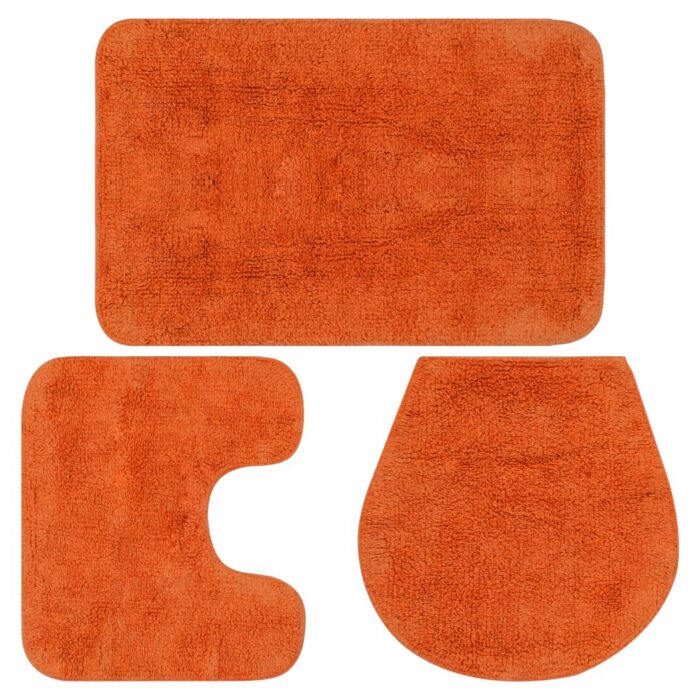 Jeu de tapis de salle de bain 3 pcs Tissu Orange – Image 1