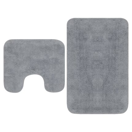 Tapis de salle de bain 2 pcs Tissu Gris