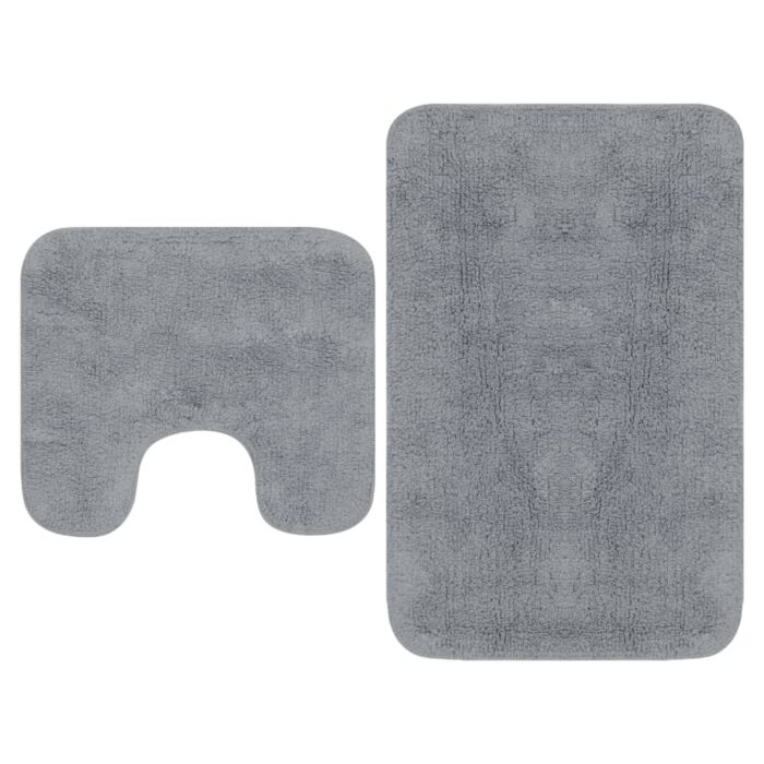 Tapis de salle de bain 2 pcs Tissu Gris – Image 1