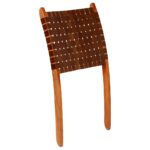 Chaise pliable bandes croisées marron cuir véritable – Image 10