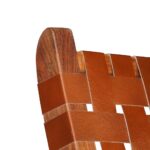 Chaise pliable bandes croisées marron cuir véritable – Image 3