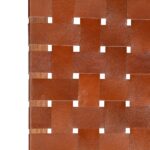 Chaise pliable bandes croisées marron cuir véritable – Image 5