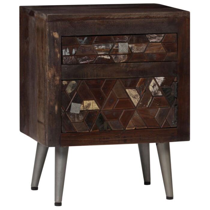Table de chevet Bois de récupération solide 40 x 30 x 50 cm – Image 12