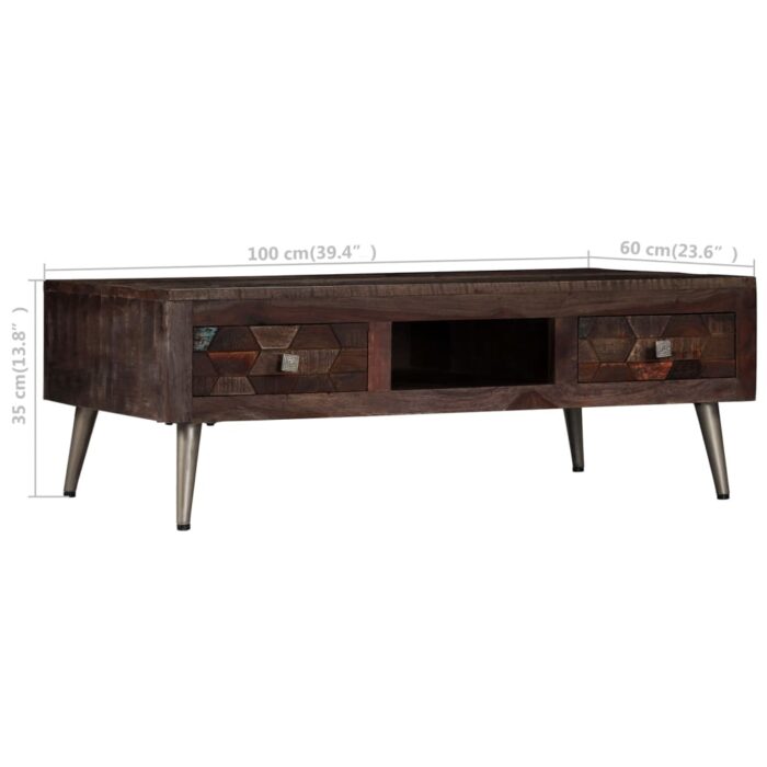 Table basse Bois de récupération solide 100x60x35 cm – Image 12