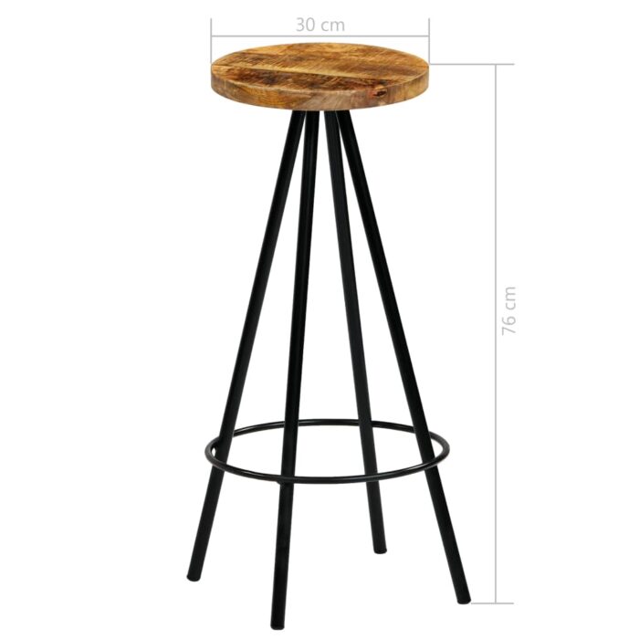 Chaises de bar lot de 4 bois de manguier solide – Image 11