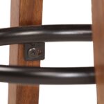 Chaises de bar lot de 2 cuir véritable et bois d'acacia solide – Image 6