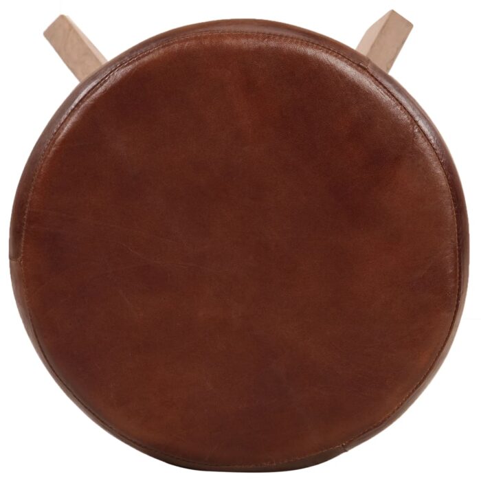 Chaises de bar lot de 2 cuir véritable et bois d'acacia solide – Image 8