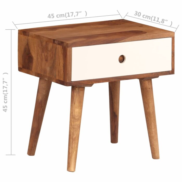 Table de chevet Bois massif de Sesham 45 x 30 x 45 cm – Image 7