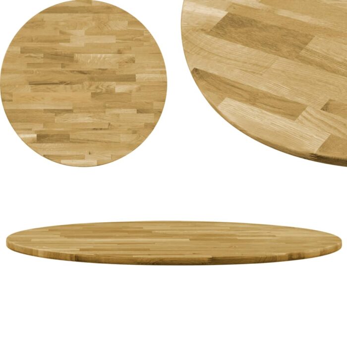 Dessus de table Bois de chêne massif Rond 23 mm 700 mm – Image 1