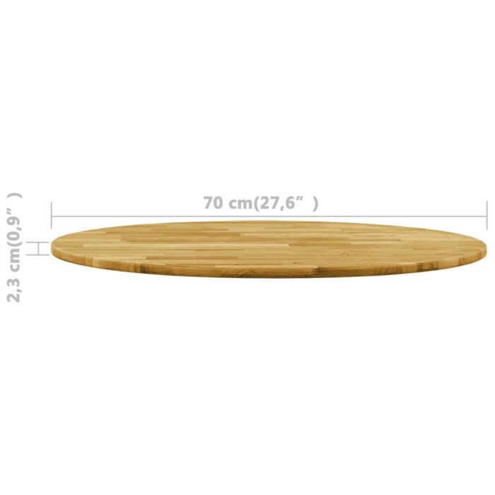 Dessus de table Bois de chêne massif Rond 23 mm 700 mm – Image 4