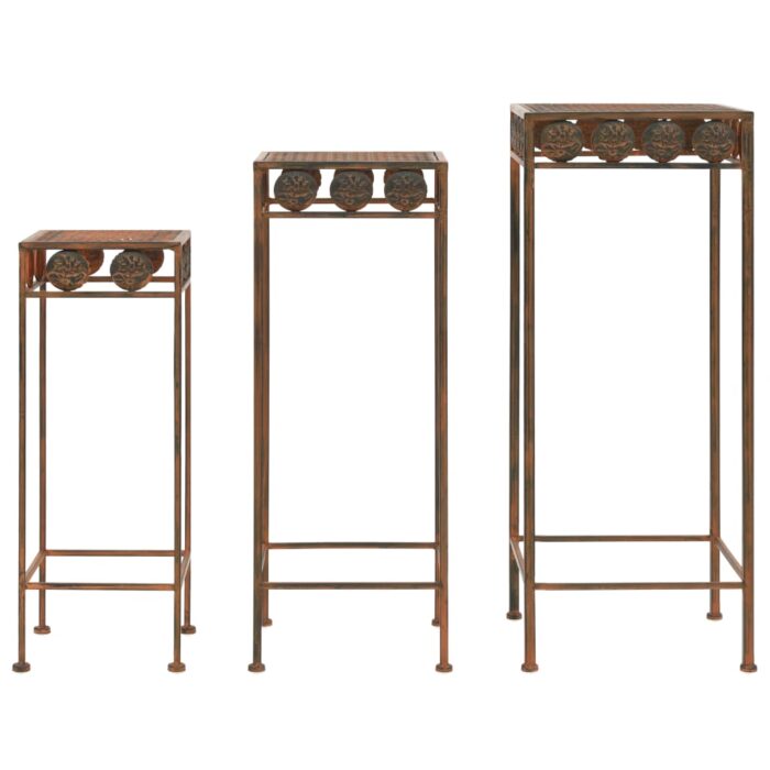 Set de supports de plantes 3 pcs Style vintage Métal rouillé – Image 1