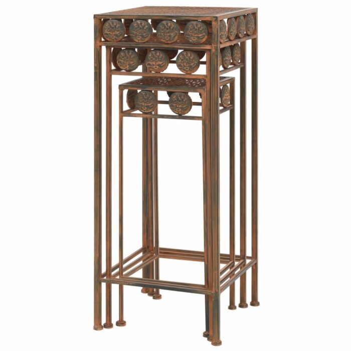 Set de supports de plantes 3 pcs Style vintage Métal rouillé – Image 6