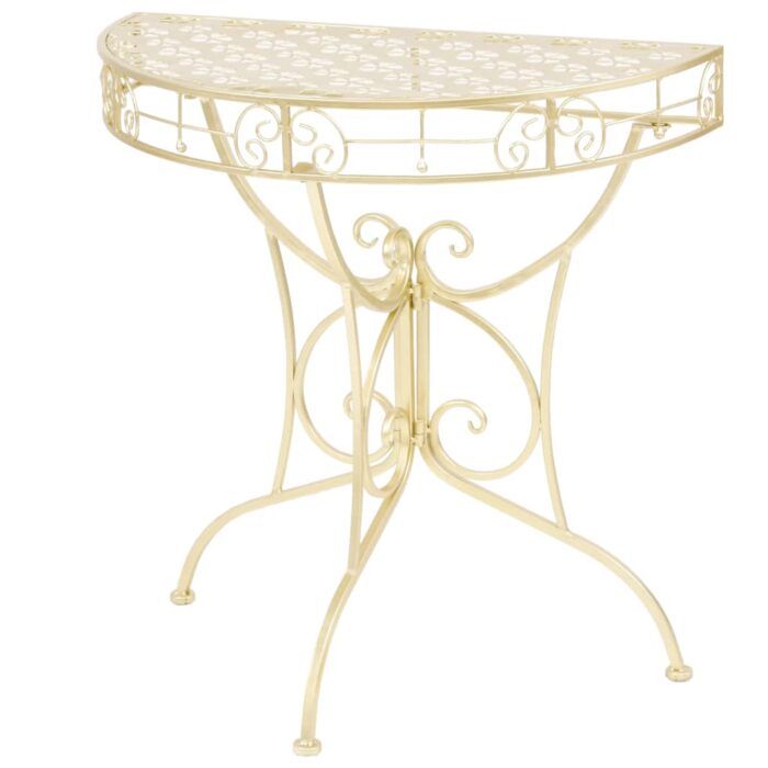 Table d'appoint Vintage Demi-ronde Métal 72x36x74 cm Doré – Image 1