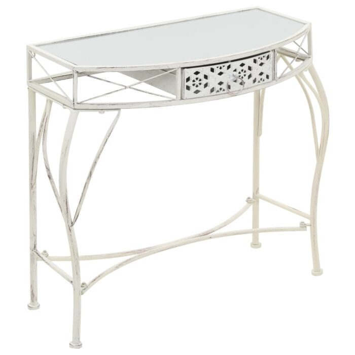 Table d'appoint Style français Métal 82 x 39 x 76 cm Blanc – Image 1