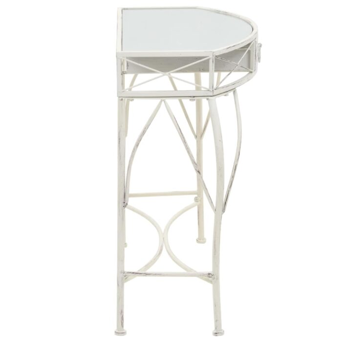 Table d'appoint Style français Métal 82 x 39 x 76 cm Blanc – Image 2