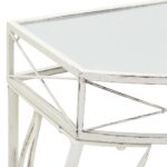 Table d'appoint Style français Métal 82 x 39 x 76 cm Blanc – Image 3