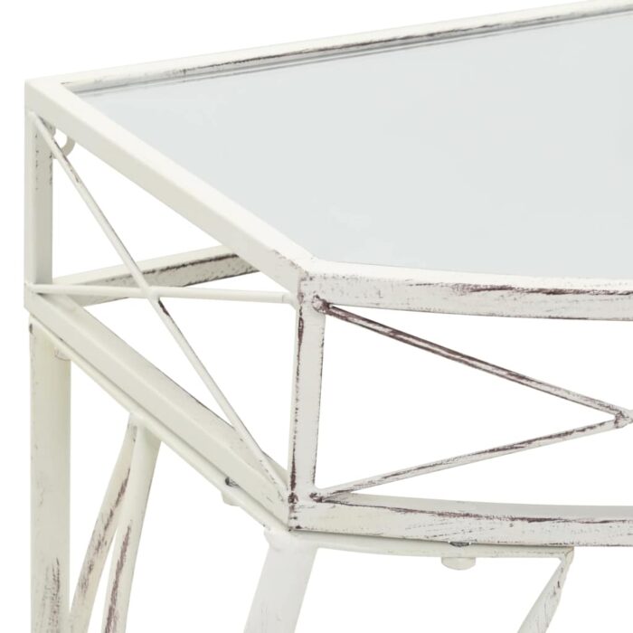 Table d'appoint Style français Métal 82 x 39 x 76 cm Blanc – Image 3