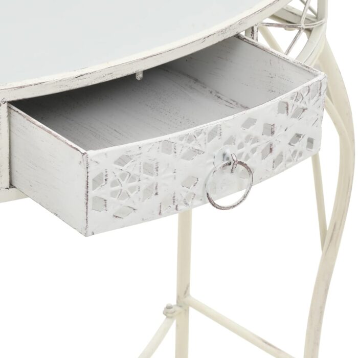 Table d'appoint Style français Métal 82 x 39 x 76 cm Blanc – Image 5