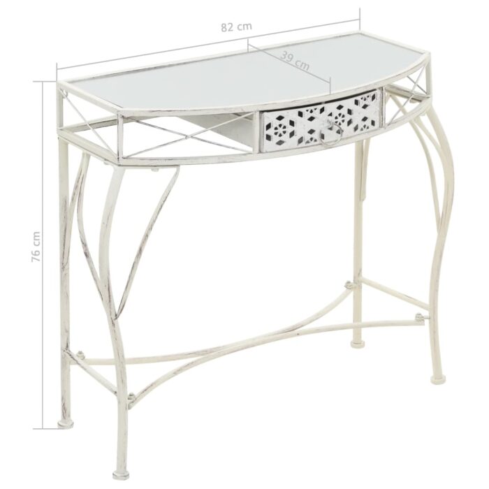 Table d'appoint Style français Métal 82 x 39 x 76 cm Blanc – Image 6