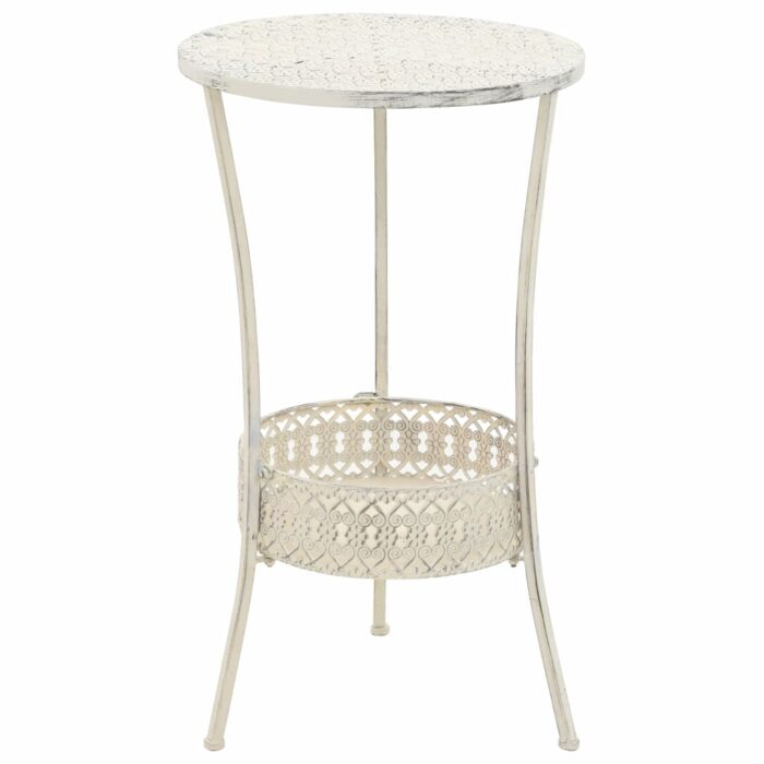Table de bistro Style vintage Ronde Métal 40x70 cm Blanc – Image 1