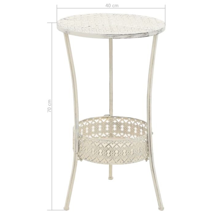 Table de bistro Style vintage Ronde Métal 40x70 cm Blanc – Image 5