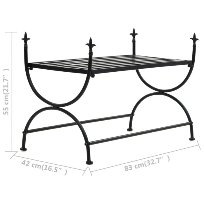 Banc Style vintage Métal 83 x 42 x 55 cm Noir – Image 6