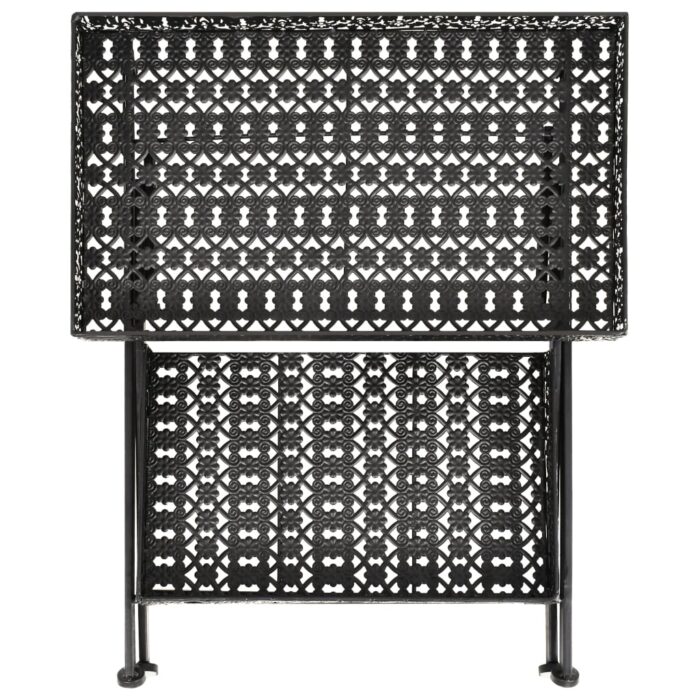 Table à thé pliante Style vintage Métal 58 x 35 x 72 cm Noir – Image 3