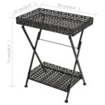 Table à thé pliante Style vintage Métal 58 x 35 x 72 cm Noir – Image 8