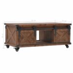 Table basse Bois de sapin massif 91x51x38 cm Marron – Image 10