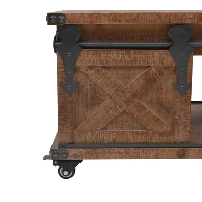 Table basse Bois de sapin massif 91x51x38 cm Marron – Image 6