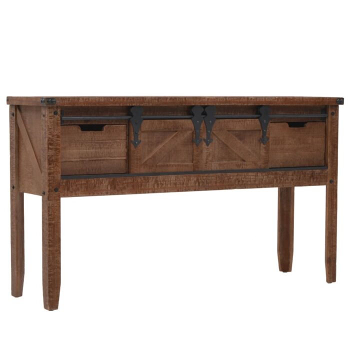 Table console Bois massif de sapin 131 x 35,5  x 75 cm Marron – Image 1